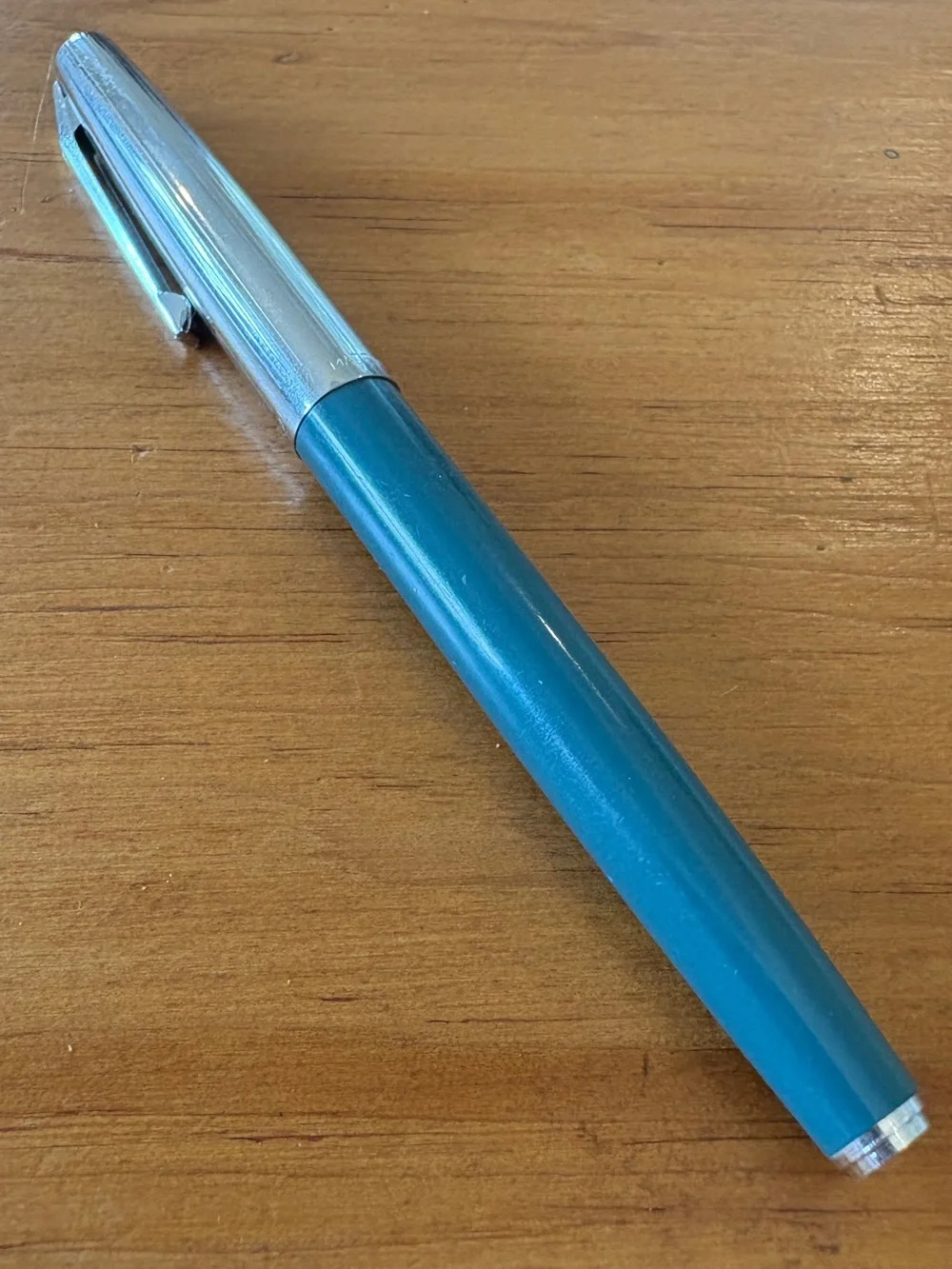 Vintage Wing Sung 703 Fountain Pen Blue Chrome Trim Chinese Pen